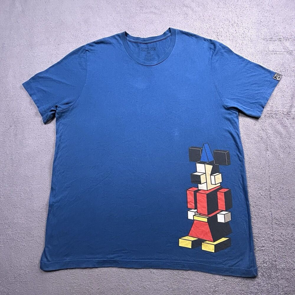 Walt Disney Imagineering Shirt Mens XXL Blue Geometric Cubist Sorcerer Mickey